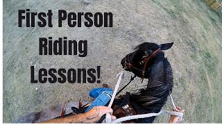 BEGINNER HORSEBACK RIDING LESSON: Haltering, grooming and tacking up.