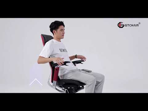 Розкішне офісне крісло ROC Chair Сріблястий дизайн із чорними шкіряними вставками, видео 2