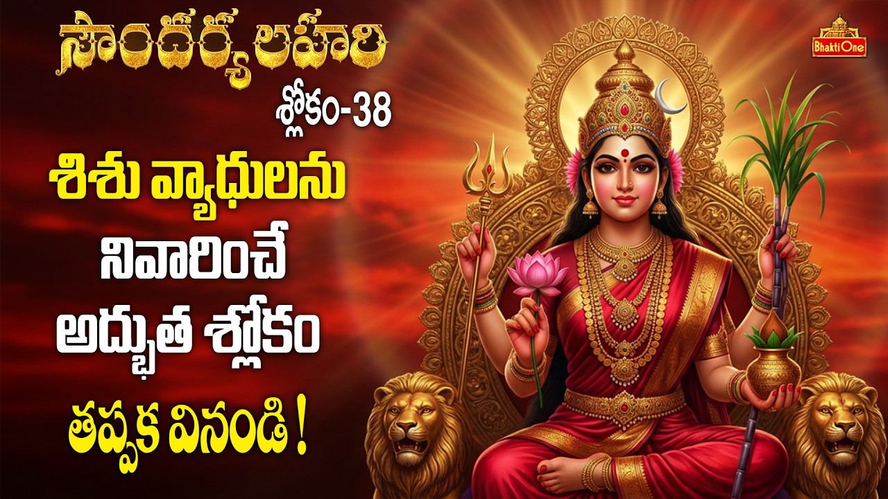 బాలారిష్ట దోషాలు తొలగించే సౌందర్యలహరి శ్లోకం 38 | Soundarya Lahari Sloka 38 With Lyrics | BhaktiOne