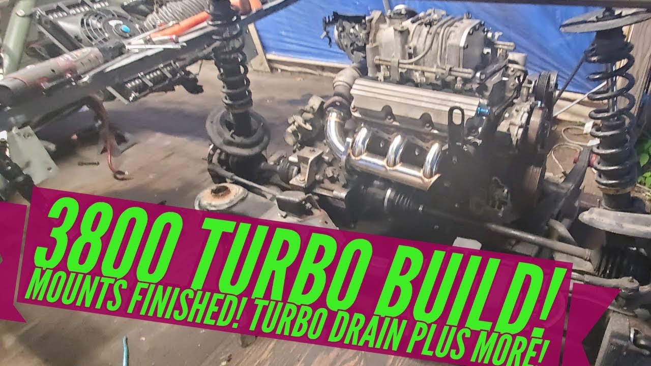 3800 turbo and f23 mounts are done! turbo oil drain bung in pan and