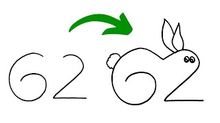 62'den Tavşan Nasıl Çizilir, Kolay Tavşan Çizimi, Adım Adım Sayılarla Hayvan Çizimi, Kolay Çizimler