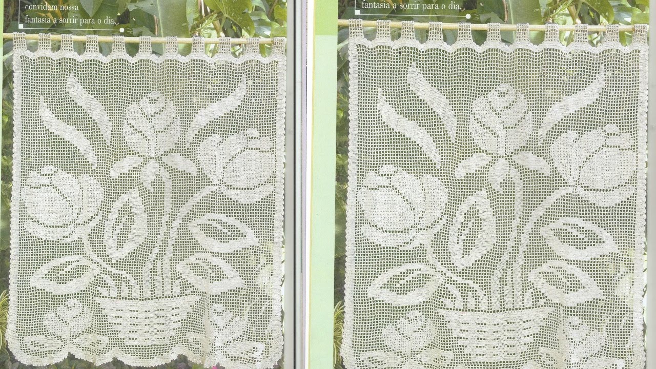 CORTINA DE CROCHÊ VASO DE FLOR