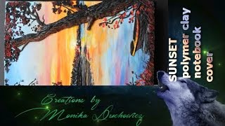 Sunset Polymer Clay Notebook Journal Cover Zachód Słońca Okładka Notatnika