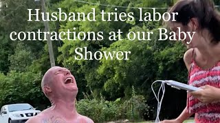 labor pain simulator on men baby shower｜TikTok Search