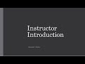 Instructor Introduction