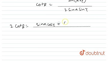 If tan beta=2sin alpha sin gamma co sec(alpha+gamma), then cot alpha,cot beta,cotgamma are in  |...
