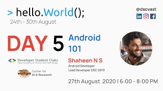 hello.World(); | Day 5 | DSC VAST | VCAIR