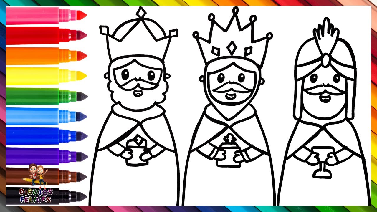 Dibuja y Colorea A Los Tres Reyes Magos 🤴🤴👳🌟🐫 Dibujos Para Niños -  YouTube