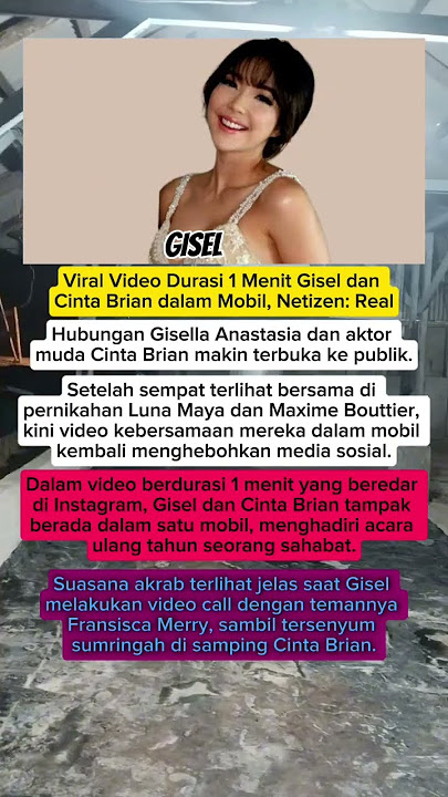 Viral Video Durasi 1 Menit Gisel dan Cinta Brian dalam Mobil, Netizen: Real..