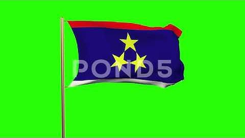Vojvodina Flag Waving In The Wind. Green Screen, Alpha Matte. Loopable Animation