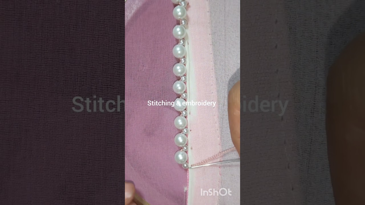 Trending pearl borderline hand embroidery 🪡