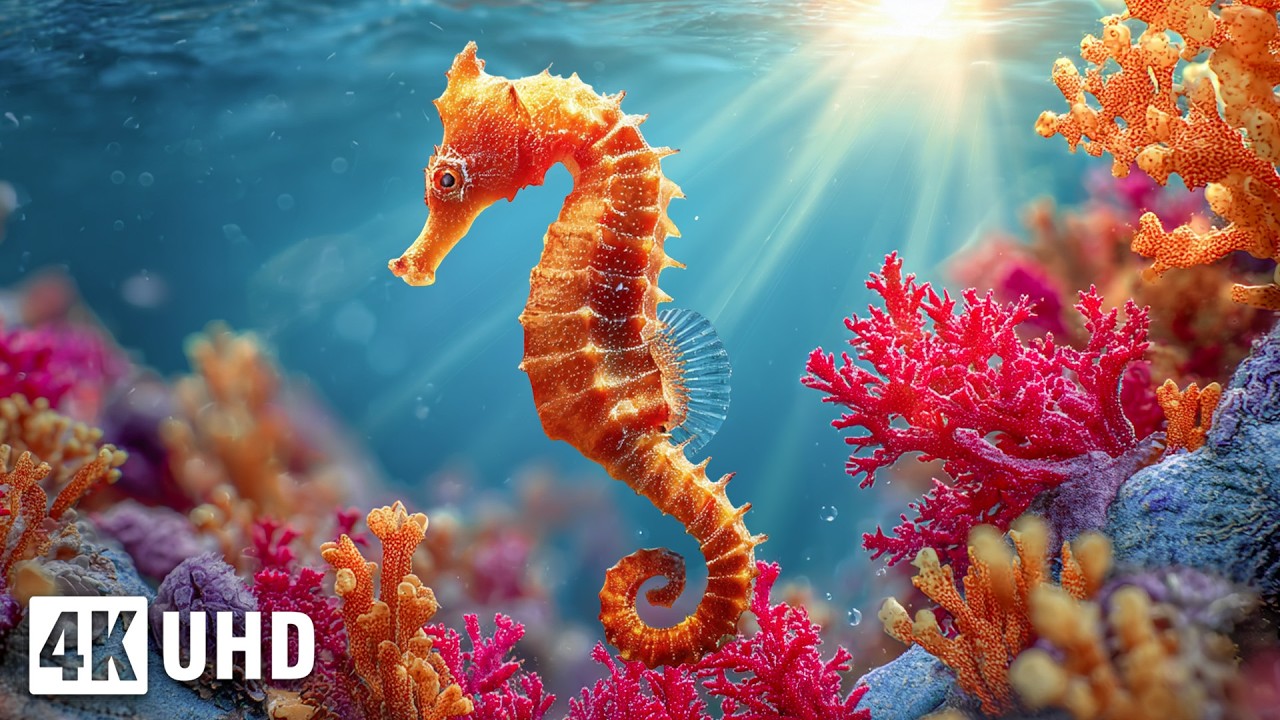 Beautiful Coral Reef 4K (ULTRA HD) 🐠 Tropical Fish Aquarium - Relaxing Meditation Music