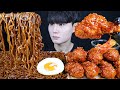 짜파게티 양념치킨 리얼사운드 먹방ASMR MUKBANG BLACK BEAN NOODLES & FRIED CHICKEN ラメン チキン ไก่ Gà Ayam eating sounds