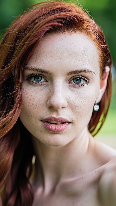 🍃 Green Eyed Redhead Beauty #freeaimedia #RedheadBeauty #GreenEyes #NaturalGlow #OutdoorPortrait