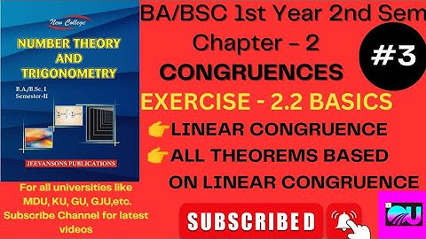 Ex - 2.2 Congruence Basics || Number Theory Exercise 2.2 || Congruence Number Theory BSC 1st Year ||