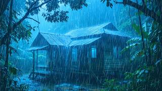 Rainy Night at a Remote Jungle Cabin | Heavy Rain Sounds for Deep Sleep & Relaxation