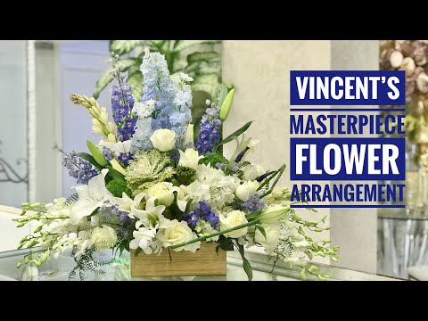 How to do Flower Arrangement - Light Blue & White by VINCENT - LOS CLARITA FLOWERSHOP