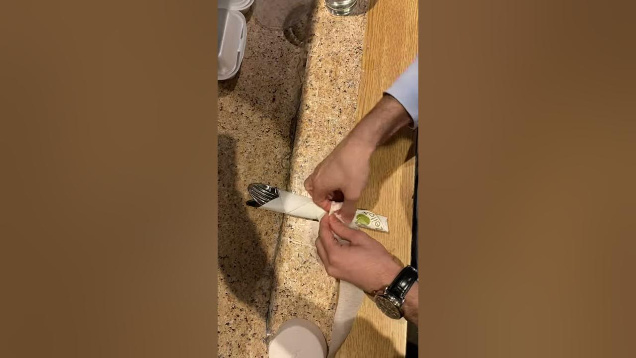 How to wrap cutlery in paper napkins YouTube
