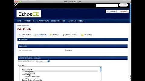 EthosCE User Profile