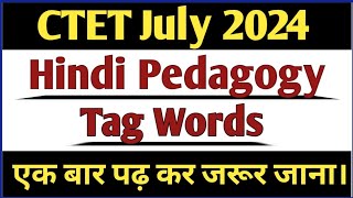 CTET 2024 Hindi pedagogy Tag words || CTET    पास करने के लिए महत्वपूर्ण Tag Words #hindipedagogy