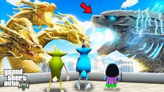 GTA 5 : King Ghidorah vs Godzilla ft.Oggy And Jack