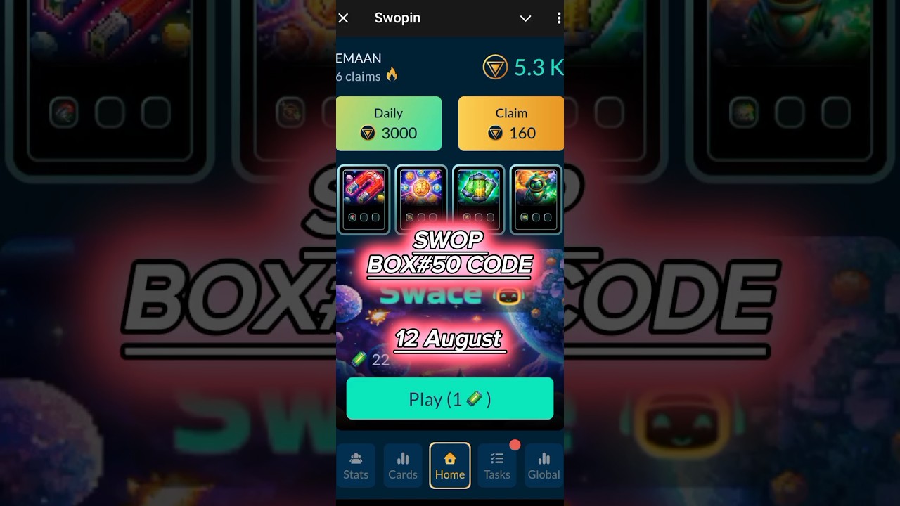 12 August swopin daily code