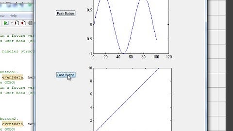 MATLAB tutorial : create a GUI with 2 plots (axes) and 2 pushbuttons