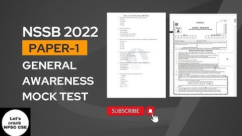 NSSB 2022 | Complete Mock Test   Paper-1 | General Awareness
