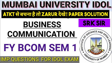 Business Communication FyBcom Sem1 Important Questions&Paper pattern Mumbai University Idol SRK SIR
