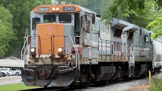 HMCR 8560 and 8539 switching and organizing cars at Green Cove Road in Huntsville, AL 5-7-2024