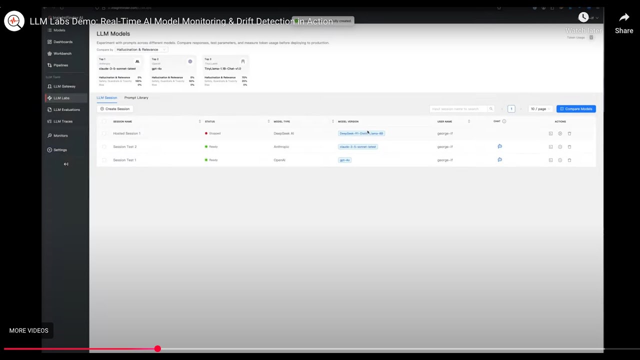 LLM Labs Demo: Real-Time AI Model Monitoring & Drift Detection in Action