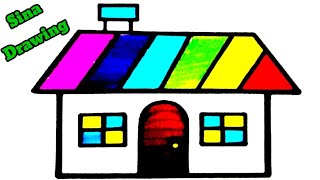 House drawing step by step| House colouring| Cute house colouring for kids|