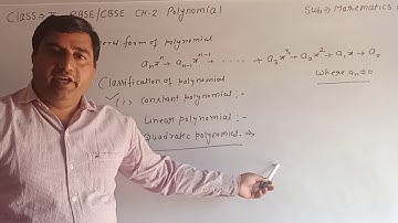 Class-10 RBSE/CBSE Part-2(English Medium) Ch-2 Polynomial