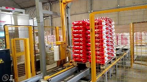 Big Bag Pet Food Palletizer Machine and Shrink Wrap Machine