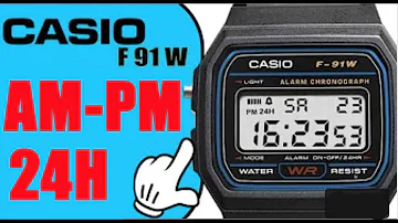 How to change AM/PM to 24H - Casio F91W - Tutorial 30 seconds
