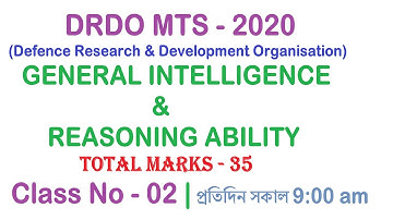 DRDO MTS || GENERAL INTELLIGENCE & REASONING ABILITY || CLASS NO-02