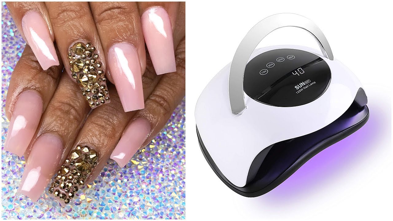 Sunuv 120w Lamp Cures 85 Faster Acrylic Blingy Nails Start To Finish Youtube