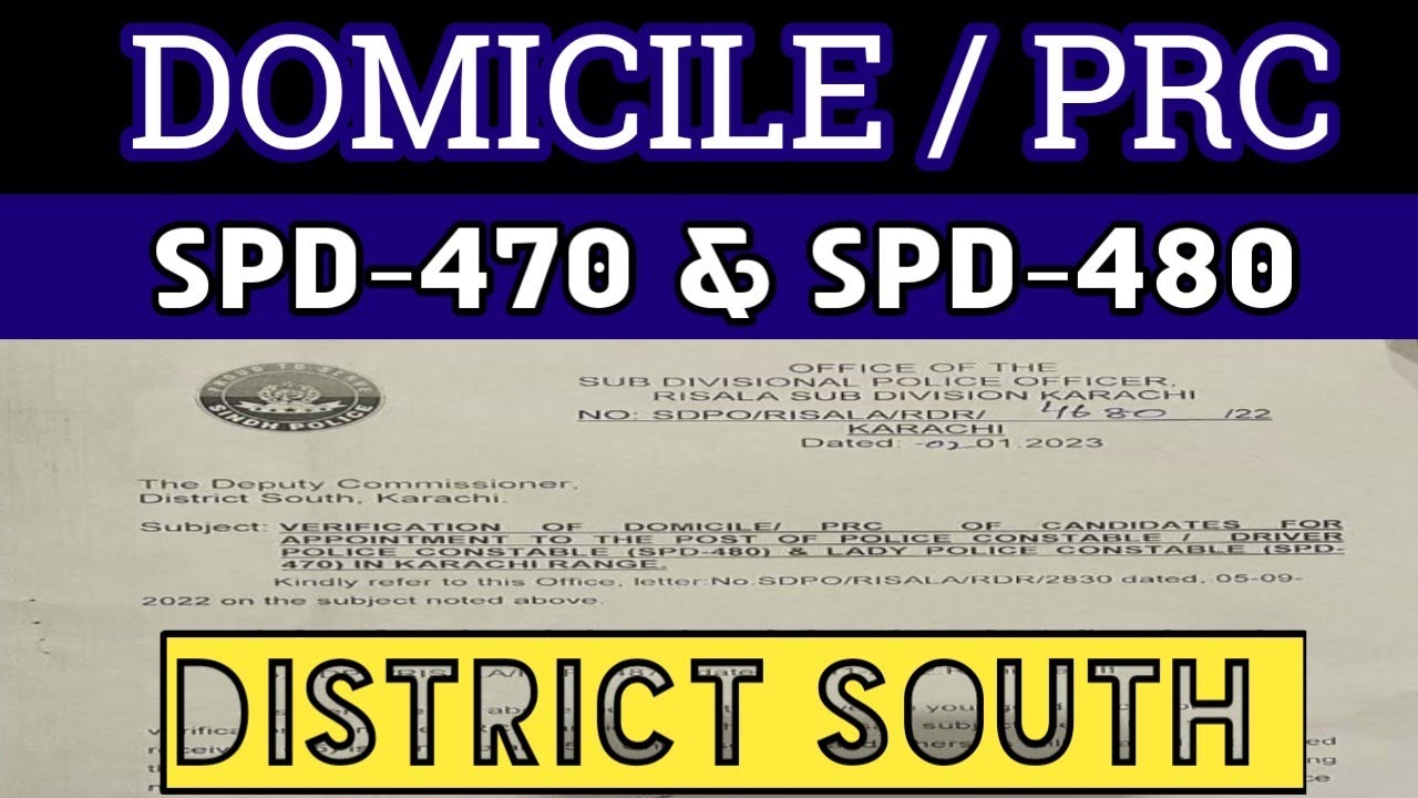 Domicile PRC Verification District South 