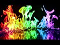 Rainbow flames on mirror surface 4k u.