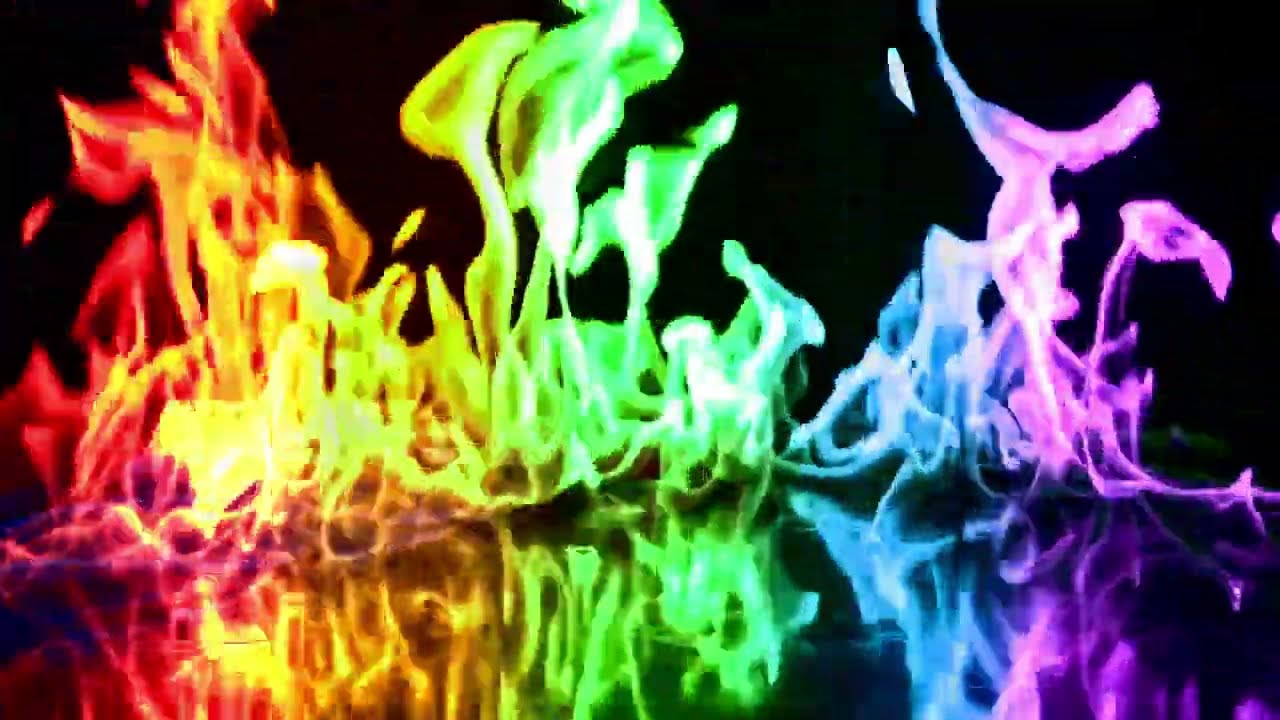 Rainbow Flames On Mirror Surface (4K UHD)🏳‍🌈 