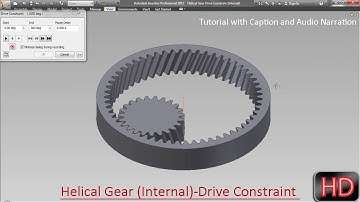 Helical Gear (Internal)-Drive Constrain-Autodesk Inventor (with caption and audio narration)