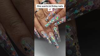 BIRTHDAY NAILS FOR HER 💅🏼✨ #nails #nailtutorial #birthdaynails #nailart #acrylicnails