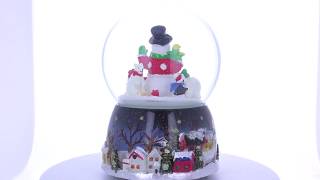 Snowman, Polar Bears, and Penguins Animated Rotating Musical Water Globe