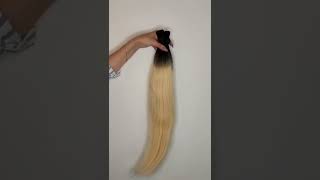 Natural hairs ombre black and blond 70 cm 200 grams for special bright lady Resimi