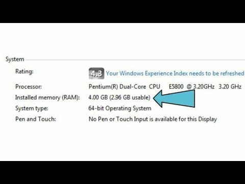 How to 2.96gb ram usable out of 4gb ram windows (64 bit) - YouTube