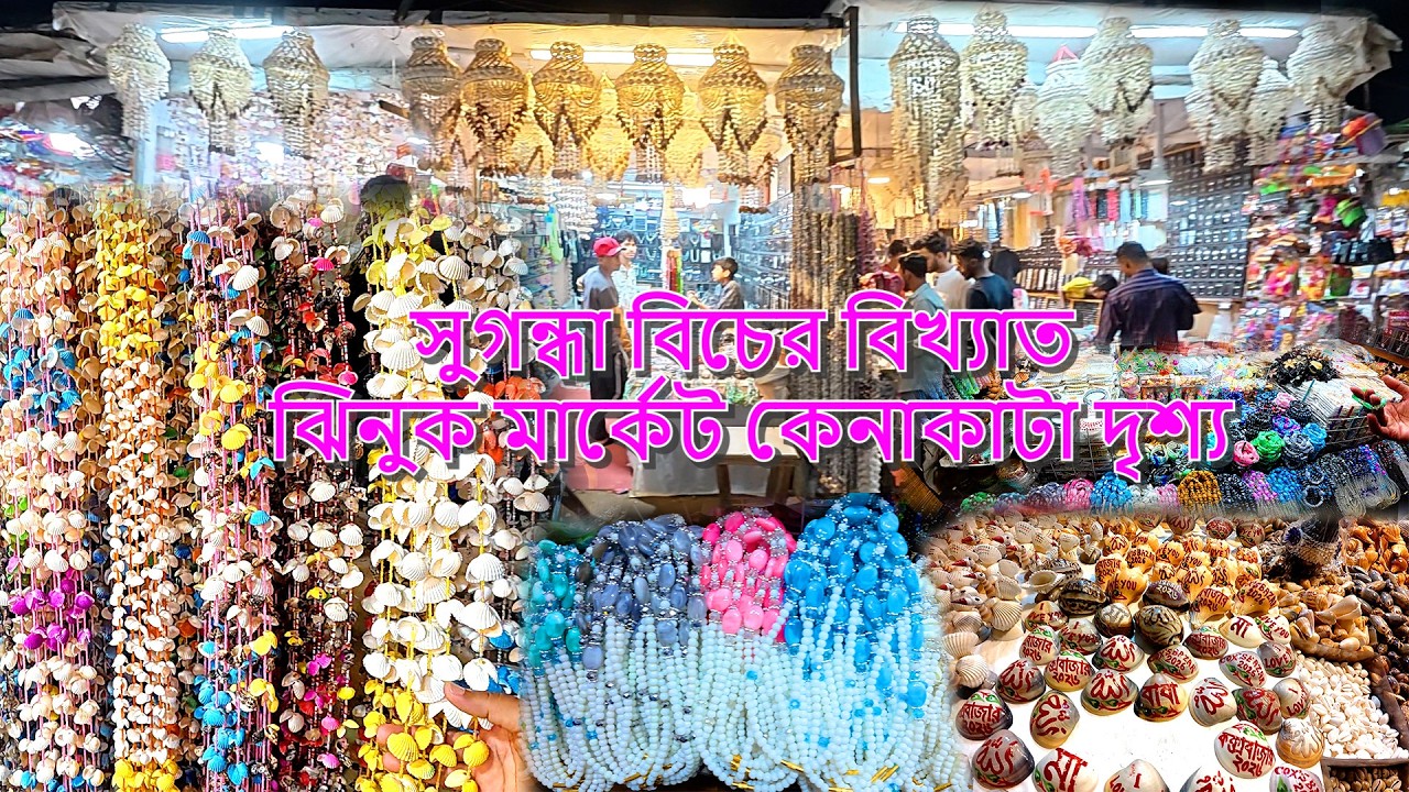 সুগন্ধা বিচের বিখ্যাত ঝিনুক মার্কেট কেনাকাটা দৃশ্য | The famous oyster market at Sugandha Beach