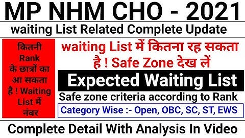 MP CHO 2021 category Wise Expected waiting List safe zone !! MP NHM CHO category Wise waiting List