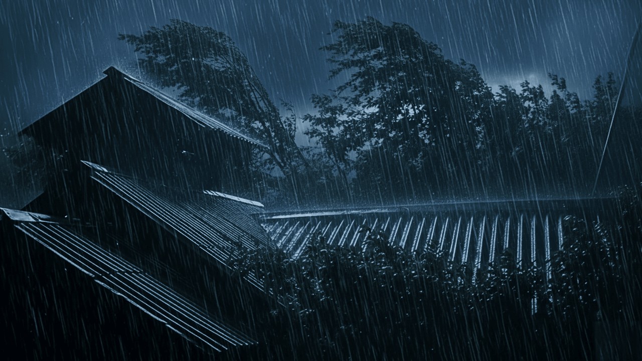Black Screen Heavy Rain at Night | Thunder & Rain Sounds for Sleep