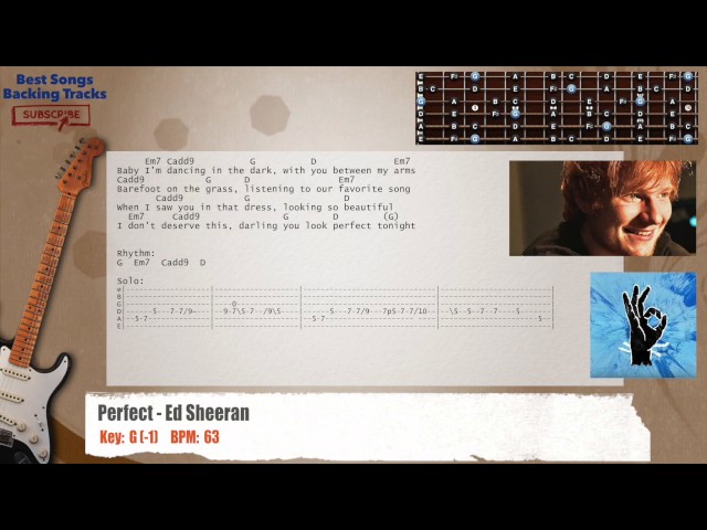 🎸 Perfect - Ed Sheeran Guitar Backing Track with chords and lyrics class=