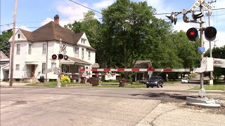 Miami Street Railroad Crossing - NS 7030 and N&W 2156 Steam Locomotive in Wabash, Indiana